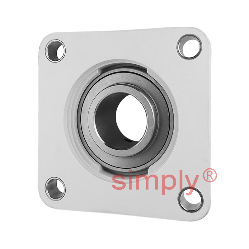 RHP PSF1-3/16CR Thermo Plastic Four Bolt Square Flange Housing with 1-3/16 inch Bore Stainless Insert