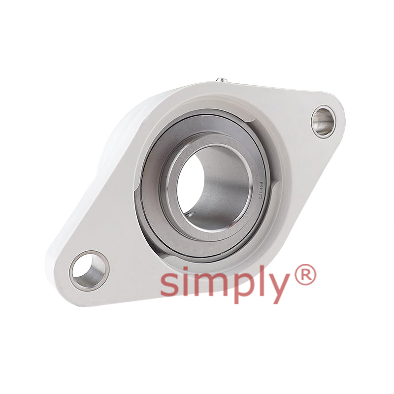 RHP PSFT1-1/4CR Thermo Plastic Two Bolt Oval Flange Housing with 1-1/4 inch Bore Stainless Insert