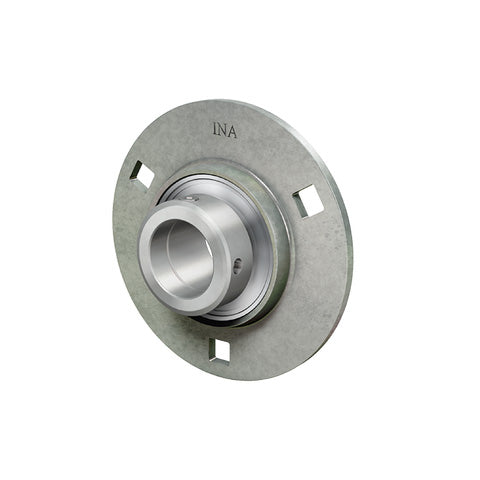 INA RAY25XL Three Bolt Sheet Steel Round Housing with Grub Screw Insert 25mm Bore