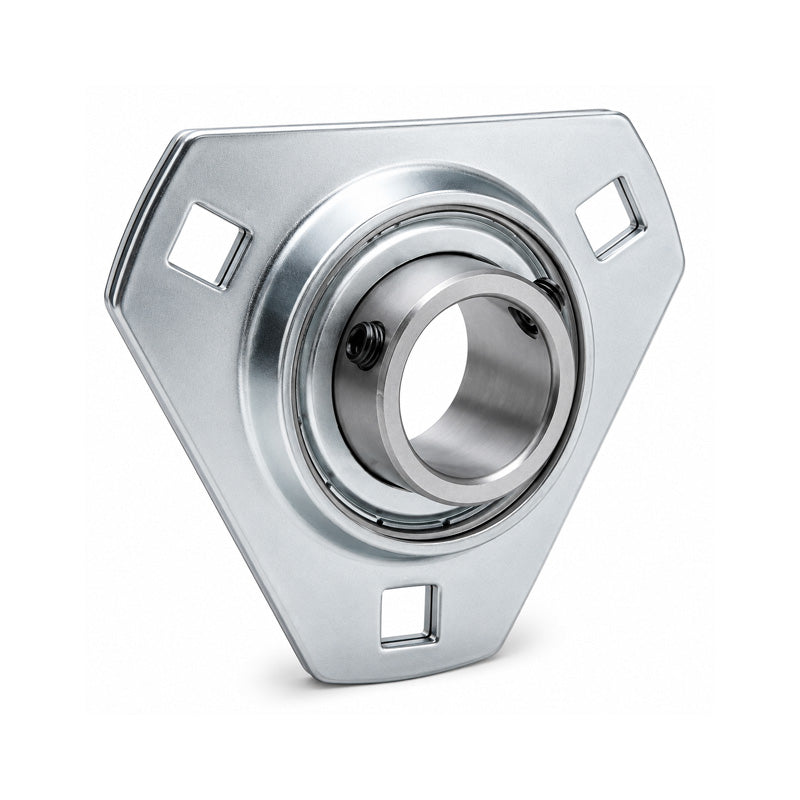 RHP SLFT1-1/4AL Pressed Steel 3 Bolt Triangle Flange Housing and 1-1/4 inch Bore Insert