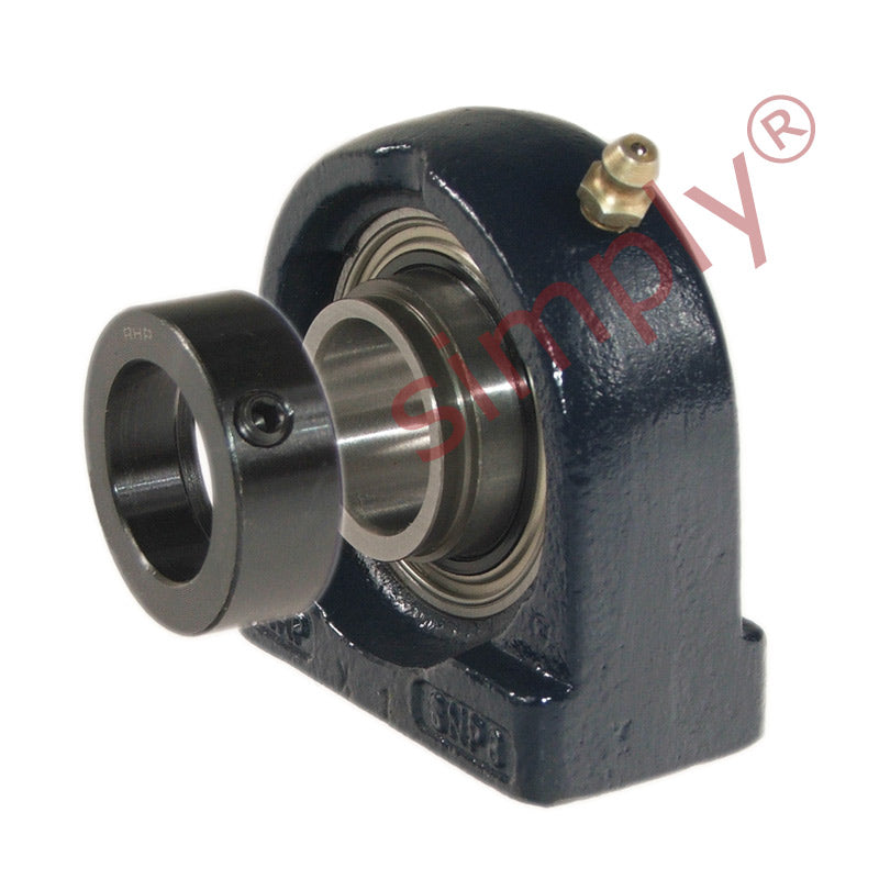 RHP SNP1-3/8EC Threaded Base Small Footprint Pillow / Plummer Block and 1-3/8 inch Bore Flat Back Collar Insert
