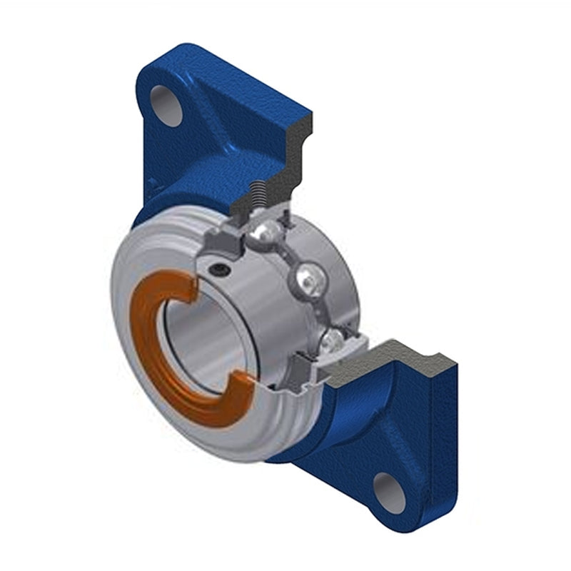 SNR UCF210CO Metric Four Bolt Square Cast Iron Flange Housing with 50mm Bore Insert with Narrow Steel Plate Cover - Open Version - Allow 2-3 Days