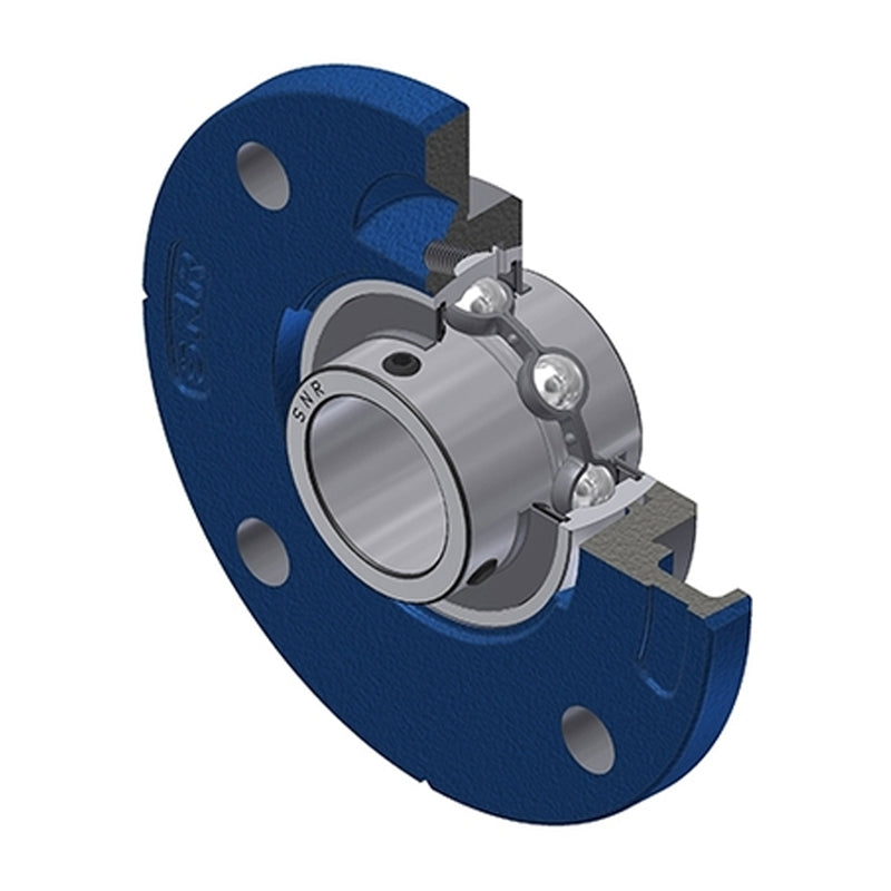 SNR UCFCE215 Metric Four Bolt Cast Iron Round Flanged Housing with 75mm Insert - Allow 2-3 Days