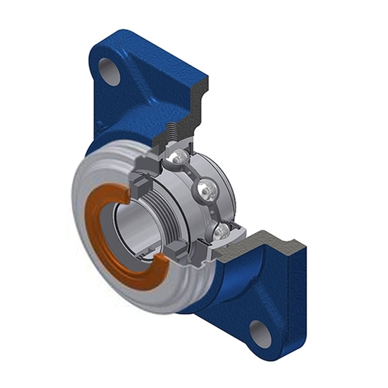 SNR UKF206HCO Metric Four Bolt Square Cast Iron Housing Insert with Narrow Steel Plate Cover and Adaptor Sleeve Fits 25mm Shaft - Open Version - Allow 2-3 Days