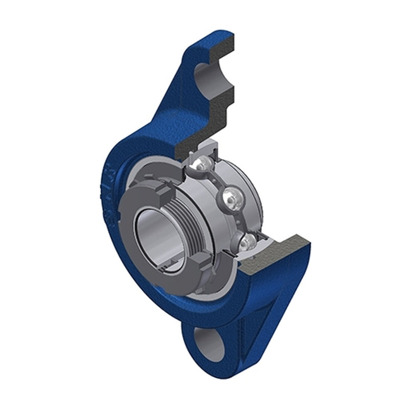 SNR UKFL207H Metric Two Bolt Cast Iron Oval Housing Insert and Adaptor Sleeve Fits 30mm Shaft - Allow 2-3 Days