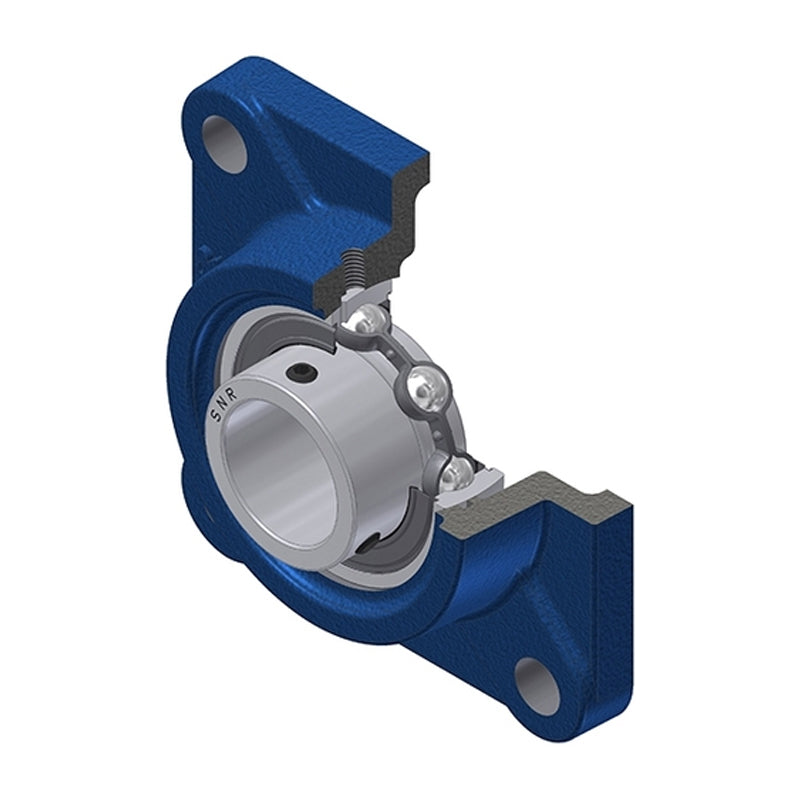 SNR USF207 Metric Four Bolt Square Cast Iron Flange Housing with 35mm Bore Insert