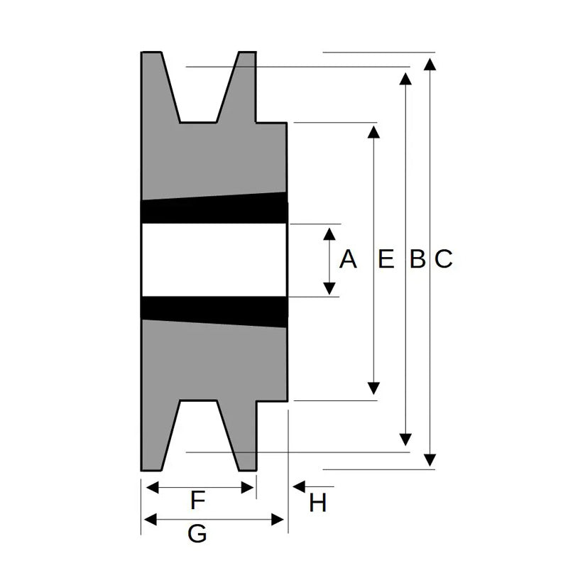 71X1SPA 71mm Pitch Diameter SPA Section Tapered Locking Bush Type Pulley with 1 Groove (Bush not Incl.)
