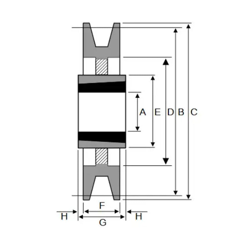 355X1SPA 355mm Pitch Diameter SPA Section Tapered Locking Bush Type Pulley with 1 Groove (Bush not Incl.)