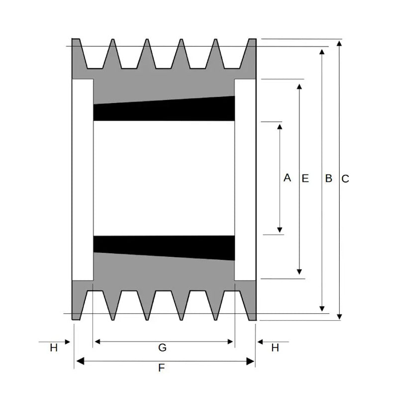 PowerDrive 212X5SPA 212mm Pitch Diameter SPA Section Tapered Locking Bush Type Pulley with 5 Grooves (Bush not Incl.) - Allow 2-3 Days