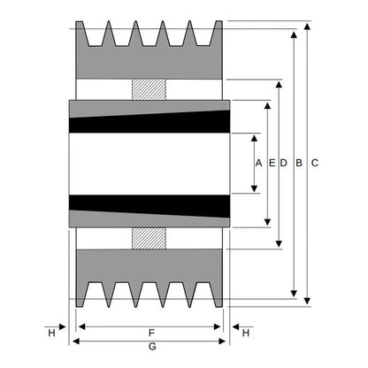 PowerDrive 400X5SPA 400mm Pitch Diameter SPA Section Tapered Locking Bush Type Pulley with 5 Grooves (Bush not Incl.) - Allow 2-3 Days