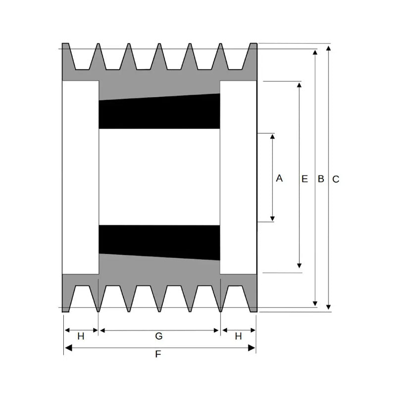 PowerDrive 236X6SPA 236mm Pitch Diameter SPA Section Tapered Locking Bush Type Pulley with 6 Grooves (Bush not Incl.) - Allow 2-3 Days