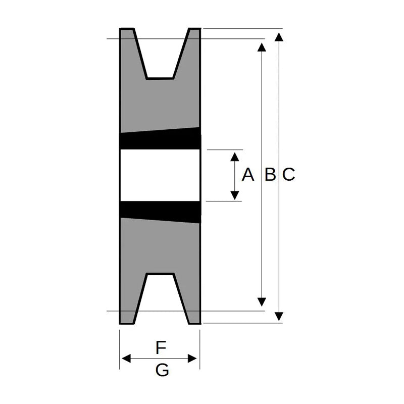 106X1SPB 106mm Pitch Diameter SPB Section Tapered Locking Bush Type Pulley with 1 Groove (Bush not Incl.)