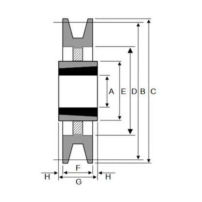 PowerDrive 335X10SPB 335mm Pitch Diameter SPB Section Tapered Locking Bush Type Pulley with 10 Grooves (Bush not Incl.) - Allow 2-3 Days