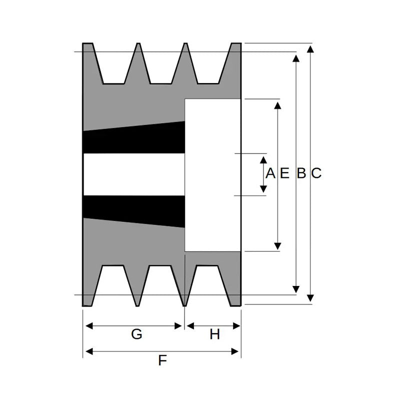 150X3SPB 150mm Pitch Diameter SPB Section Tapered Locking Bush Type Pulley with 3 Grooves (Bush not Incl.)