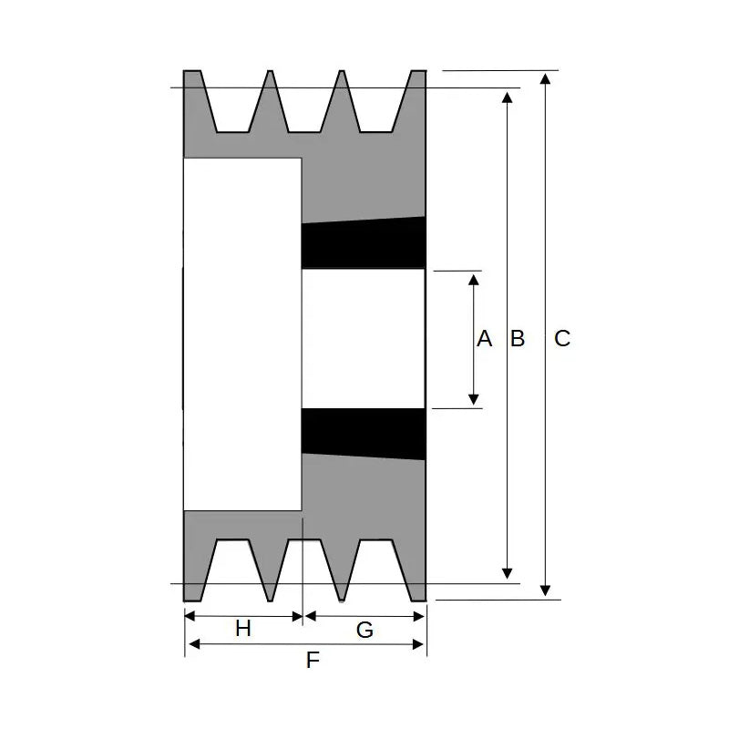 106X3SPB 106mm Pitch Diameter SPB Section Tapered Locking Bush Type Pulley with 3 Grooves (Bush not Incl.)