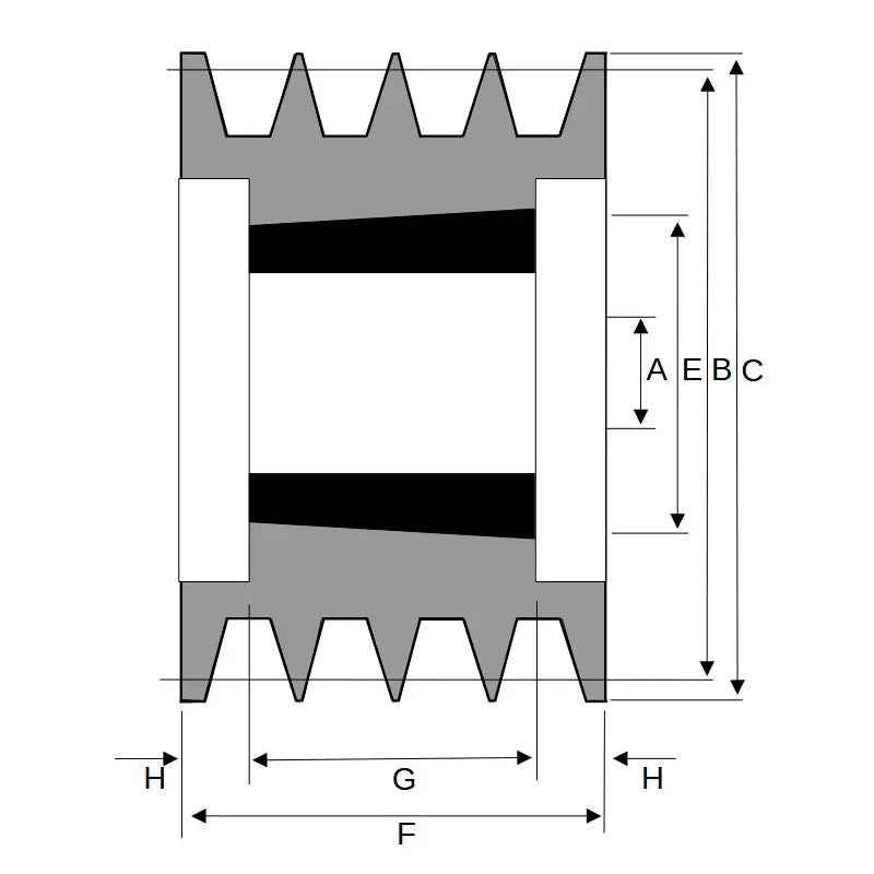 132X4SPB 132mm Pitch Diameter SPB Section Tapered Locking Bush Type Pulley with 4 Grooves (Bush not Incl.)
