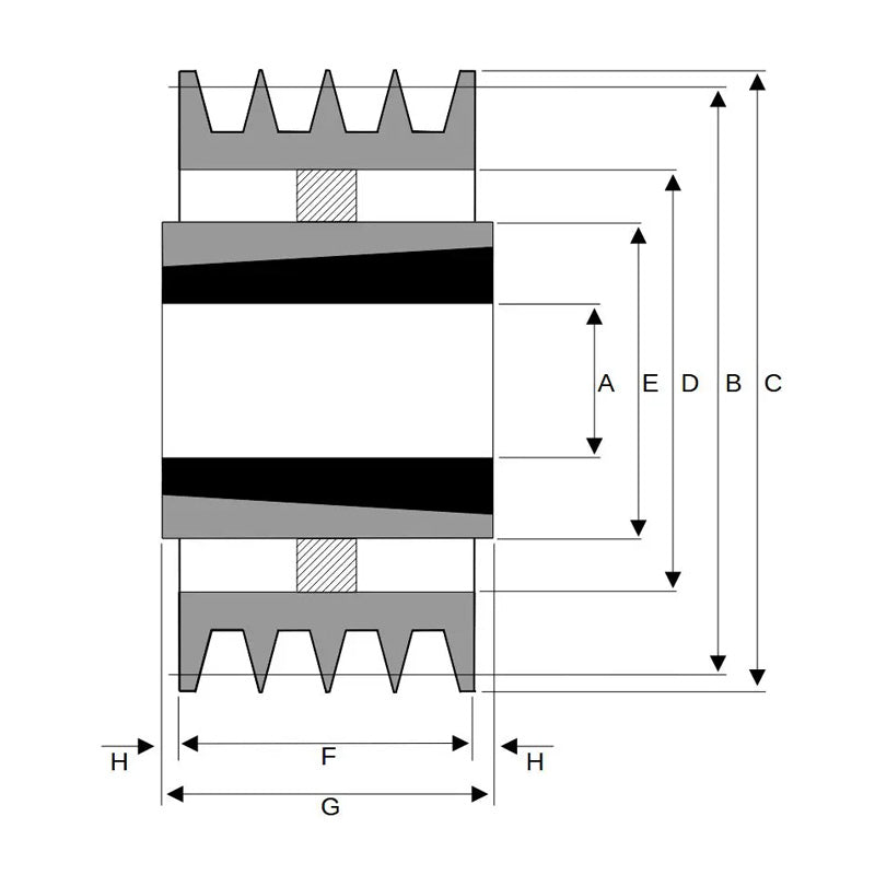 400X4SPB 400mm Pitch Diameter SPB Section Tapered Locking Bush Type Pulley with 4 Grooves (Bush not Incl.)