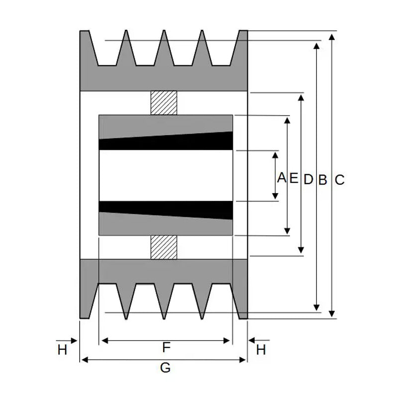 PowerDrive 1000X4SPB 1000mm Pitch Diameter SPB Section Tapered Locking Bush Type Pulley with 4 Grooves (Bush not Incl.) - Allow 2-3 Days