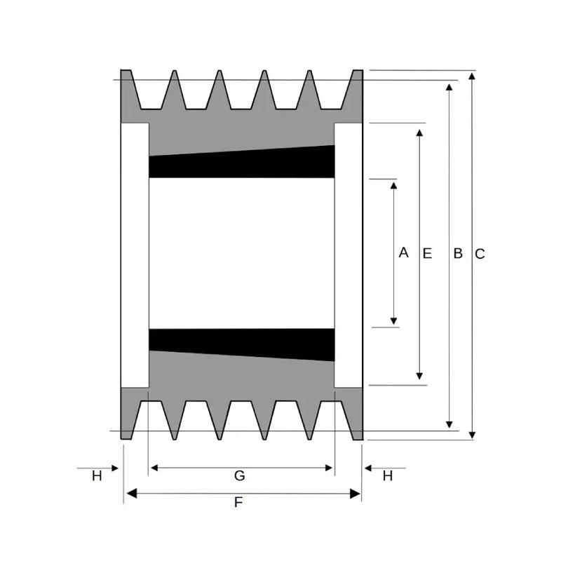 PowerDrive 236X5SPB 236mm Pitch Diameter SPB Section Tapered Locking Bush Type Pulley with 5 Grooves (Bush not Incl.) - Allow 2-3 Days