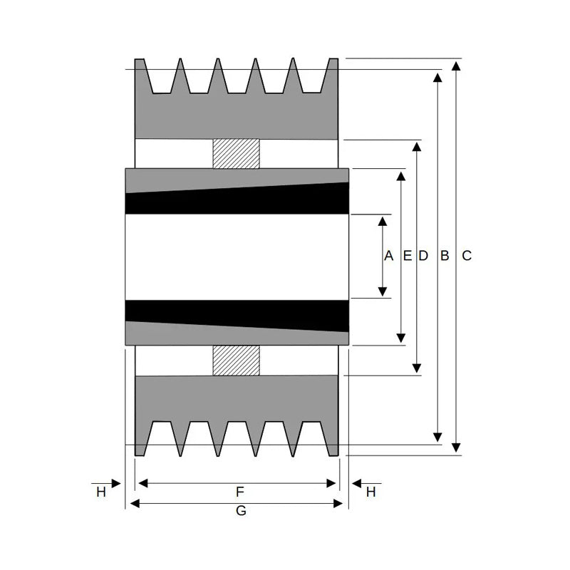 PowerDrive 560X5SPB 560mm Pitch Diameter SPB Section Tapered Locking Bush Type Pulley with 5 Grooves (Bush not Incl.) - Allow 2-3 Days