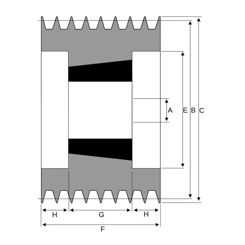224X8SPB 224mm Pitch Diameter SPB Section Tapered Locking Bush Type Pulley with 8 Grooves (Bush not Incl.)
