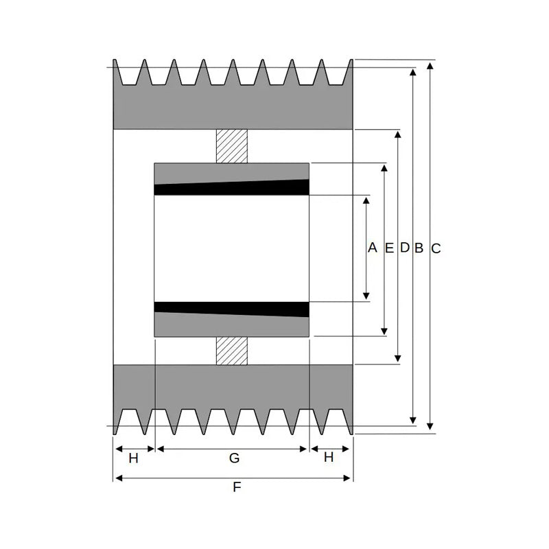475X8SPB 475mm Pitch Diameter SPB Section Tapered Locking Bush Type Pulley with 8 Grooves (Bush not Incl.)