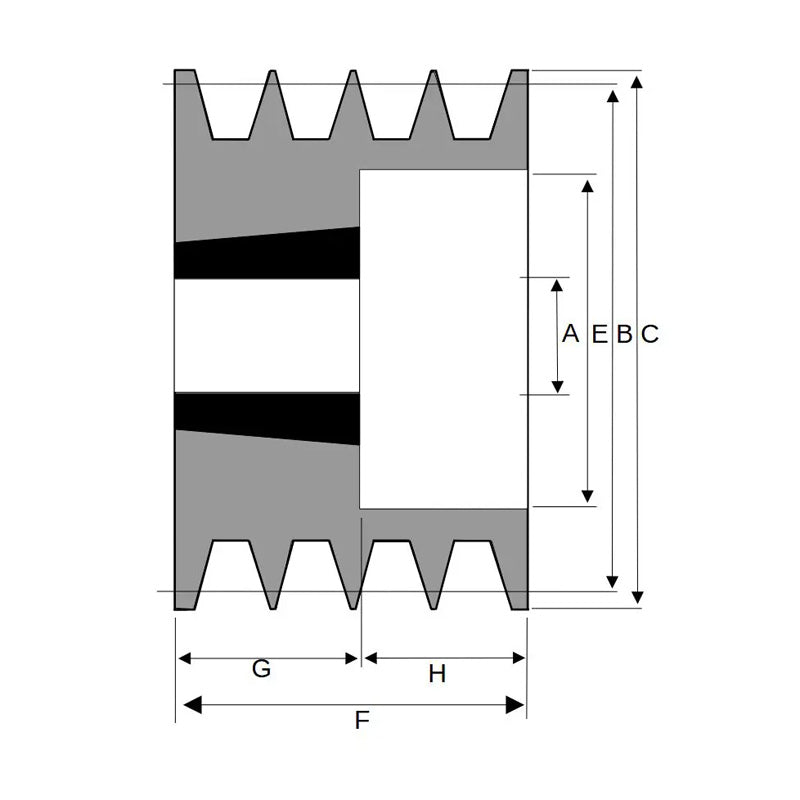 160X4SPZ 160mm Pitch Diameter SPZ Section Tapered Locking Bush Type Pulley with 4 Grooves (Bush not Incl.)