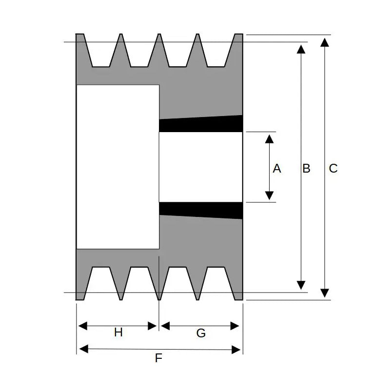 100X4SPZ 100mm Pitch Diameter SPZ Section Tapered Locking Bush Type Pulley with 4 Grooves (Bush not Incl.)