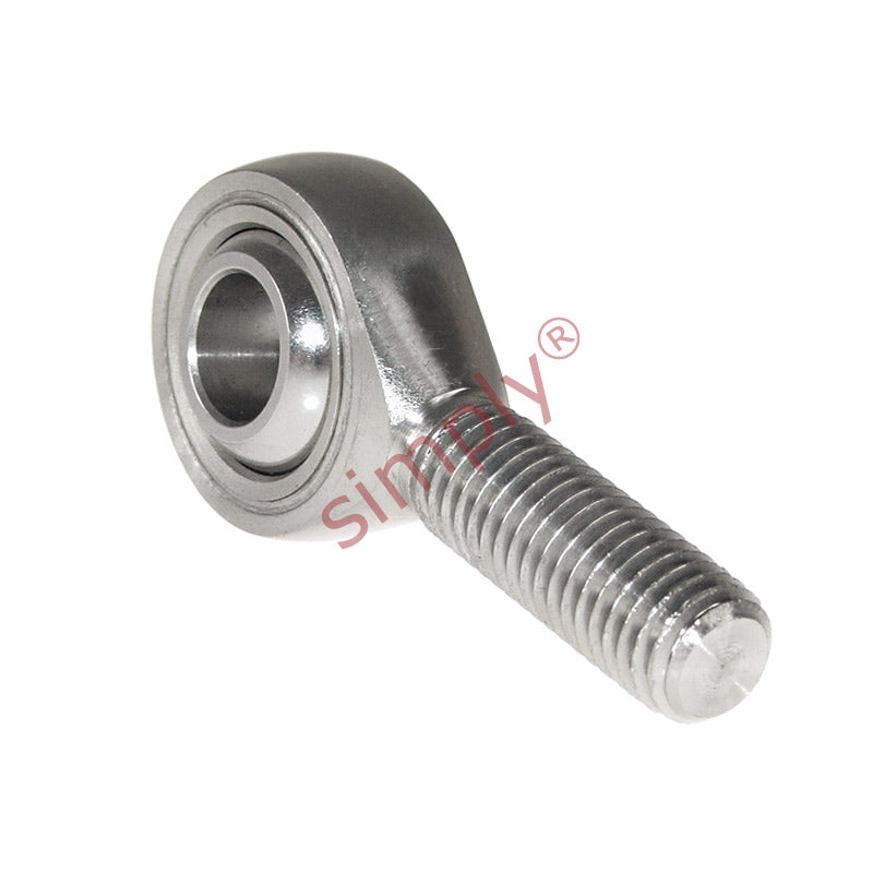Budget SSPOS10 Right Hand Stainless Steel / PTFE Lined Plain Male Rod End 10mm Bore M10x1.5 Thread