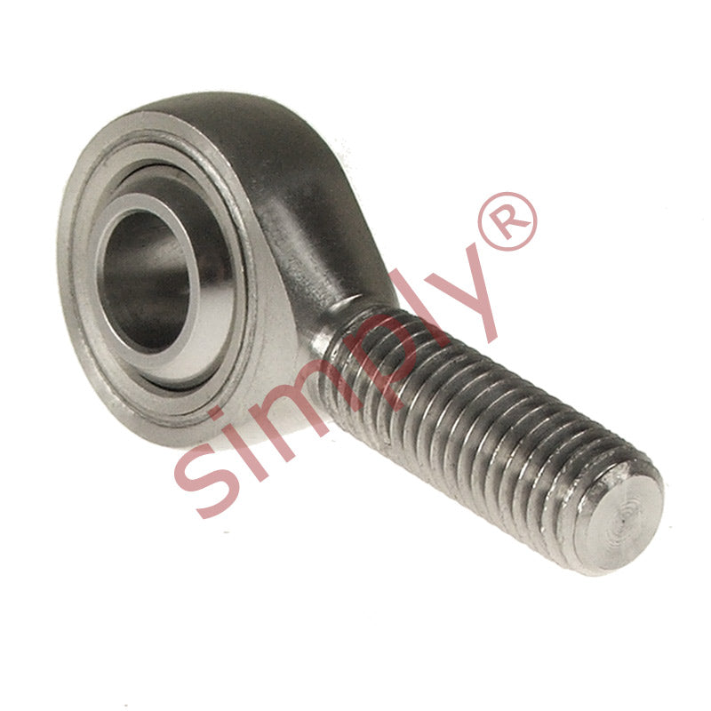 Budget SSPOS16/F1L Left Hand Stainless Steel / PTFE Lined Plain Male Rod End 16mm Bore M16x1.5 Thread