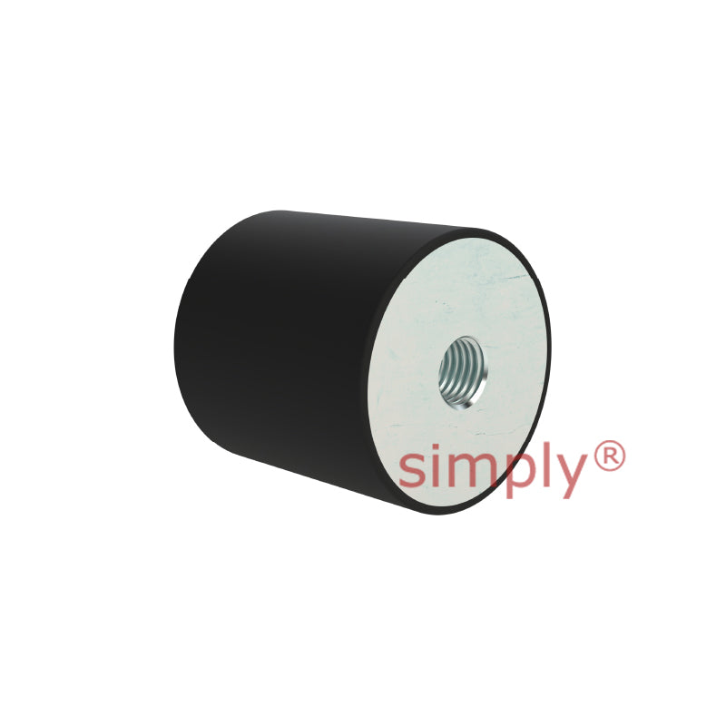 High-Performance Stainless Steel Female Rubber Cylindrical Bump Stop 25x25mm M6 Thread
